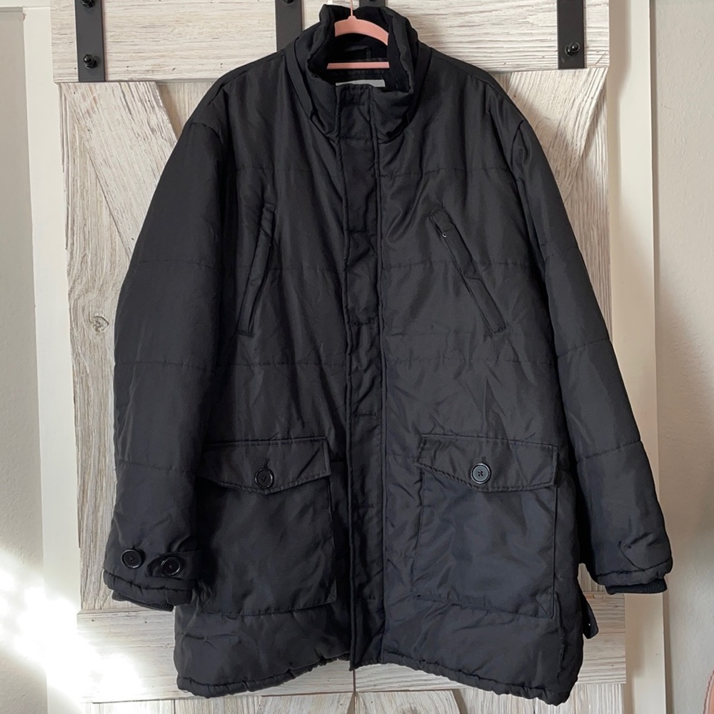 Excelled Black Long Quilted Puffer Coat